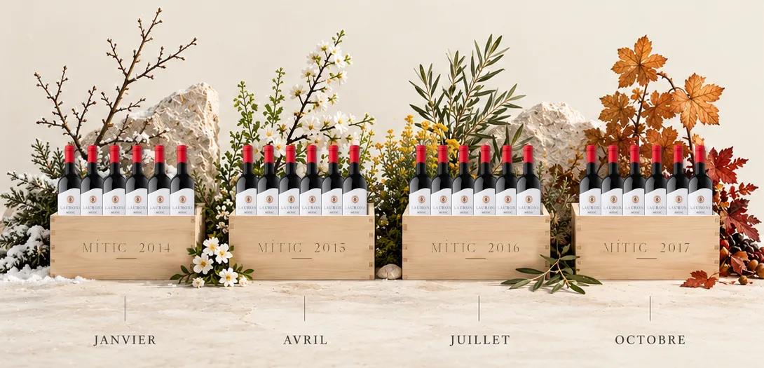 Quatre coffrets de Mític, en janvier, avril, juillet et octobre